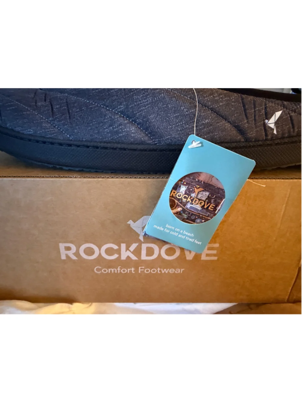 NEW RockDove Men Trail-Therm Quilted Memory Foam Slippers Anti Slip Rubber 13/14